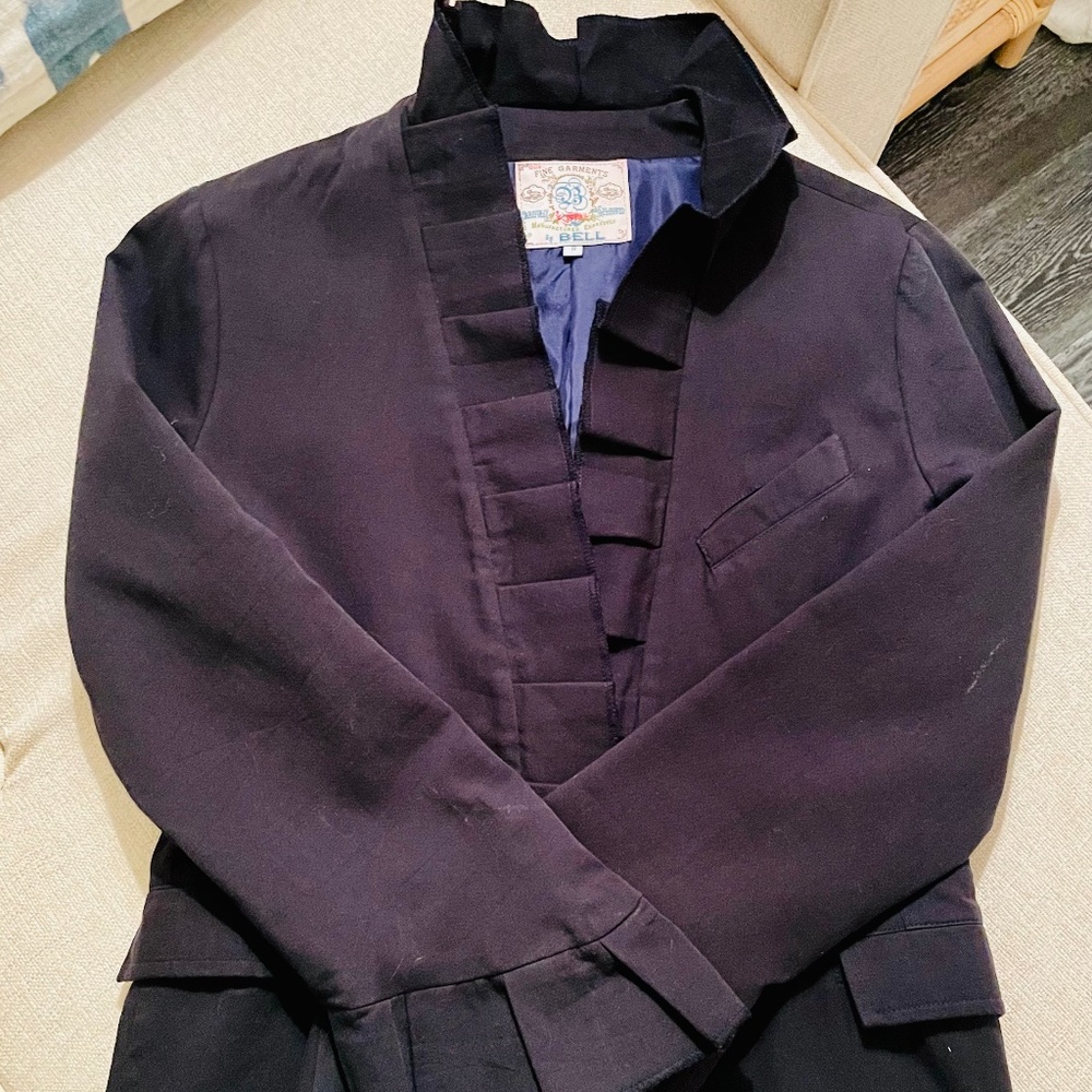 Bell by Alicia Bell Navy blue ruffle trim jacket Sz 8